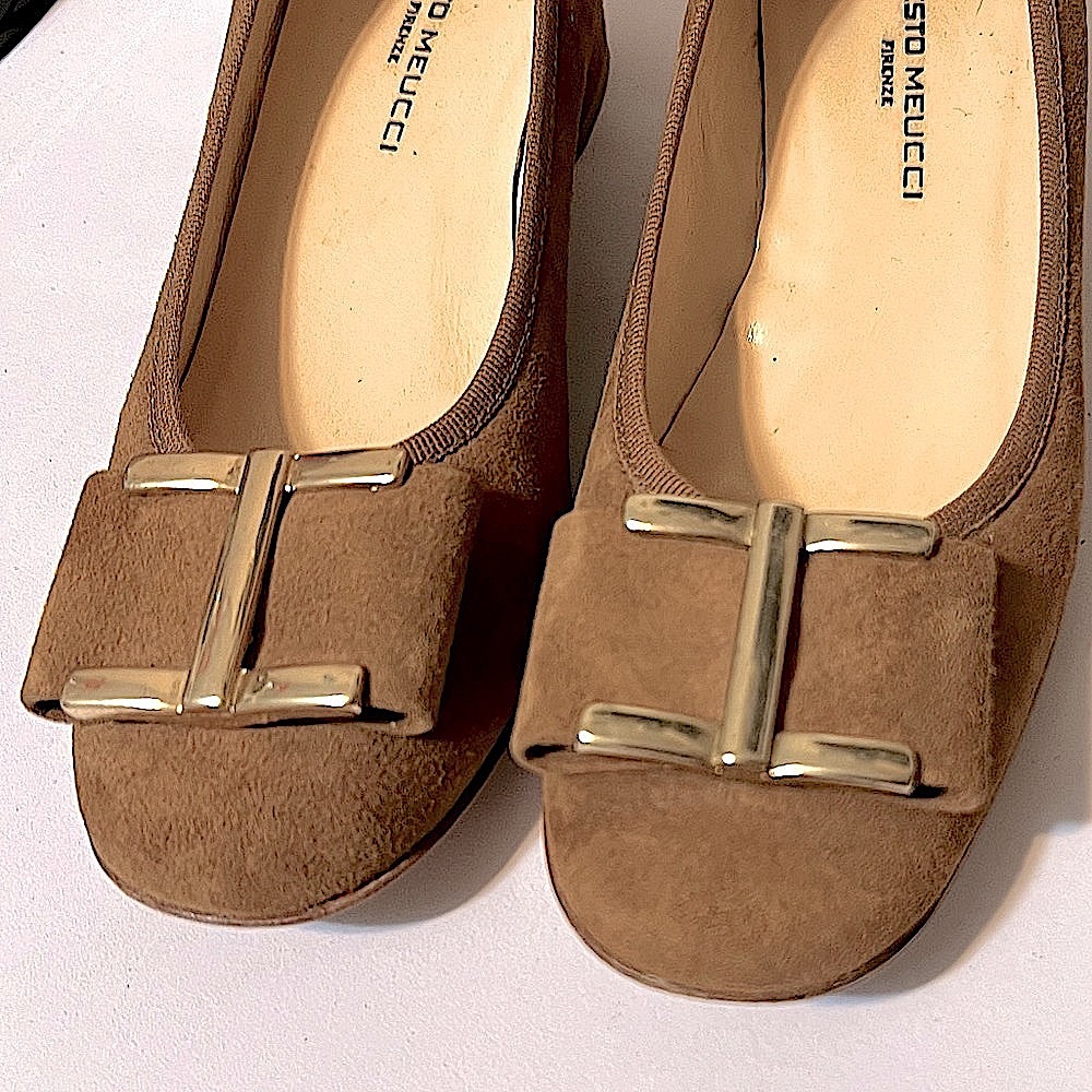 Sesto Meucci Made in Italy Ramie Suede Pumps Vara Ferragamo Look-Alike Size 6.5N - Picture 6 of 12